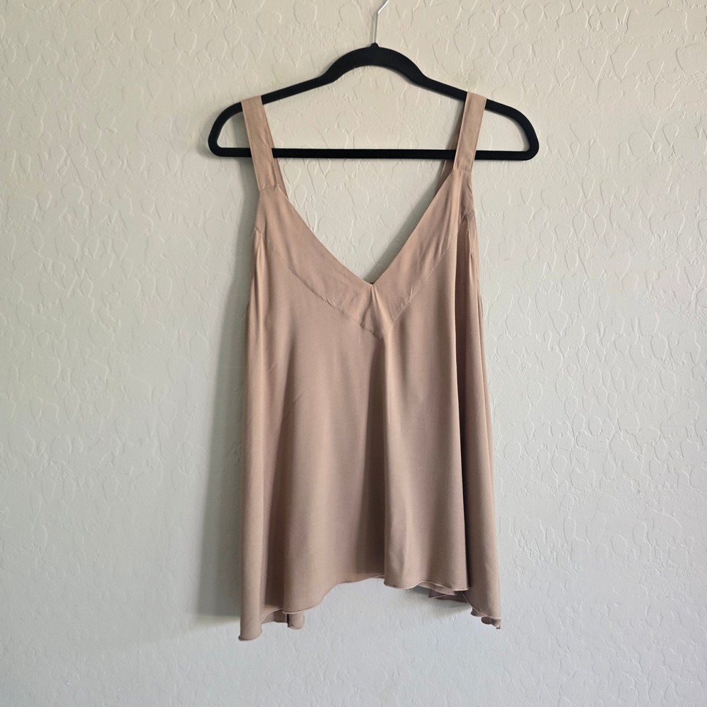 Khush Frankie Tank Top Size Large Solid Latte NWT Flowy V-neck Relaxed